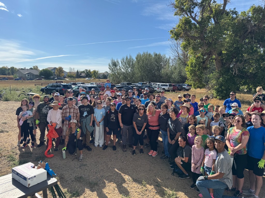 Justin Martinez with Thornton neighbors at a community volunteer event